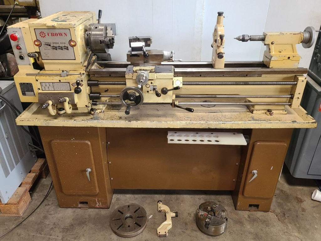 Honden Crown L-900B Metal Lathe 12" x 36" With Tooling KDK Chucks Steady Rest