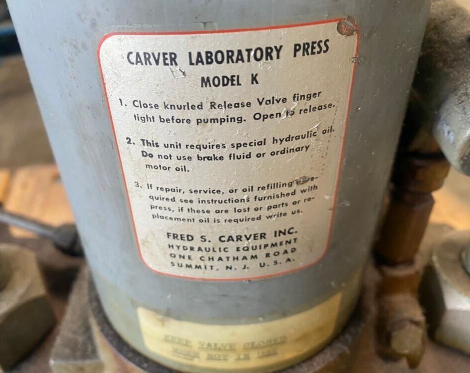 Carver Lab Laboratory Press Model K 20505 - 33
