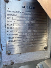Sulzer OHH 8x10x21B-1 Horizontal Centrifugal Process Pump Reliance 100 HP Motor