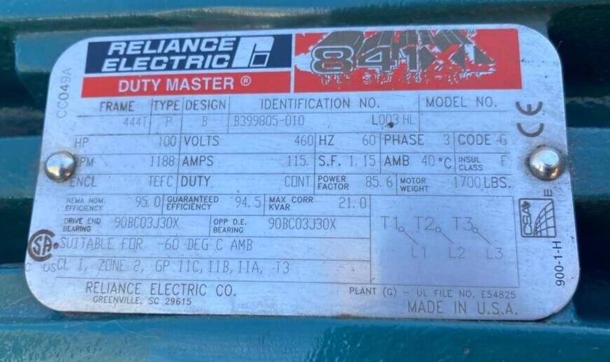 Sulzer OHH 8x10x21B-1 Horizontal Centrifugal Process Pump Reliance 100 HP Motor