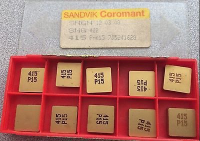 SANDVIK Coromant SNG 422 415 P-K15 12 03 08 Lathe Mill Carbide 10 Inserts Gold