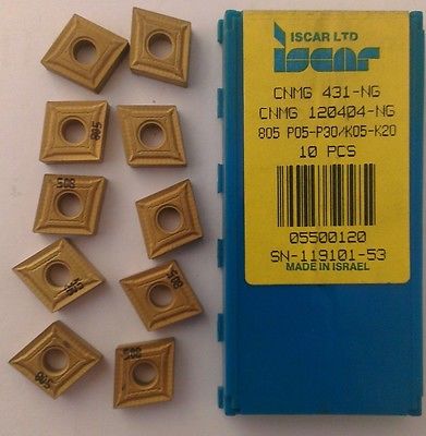 ISCAR CNMG 431-NG IC 805 Carbide Inserts 10 Pcs Lathe Turning New Tools Gold
