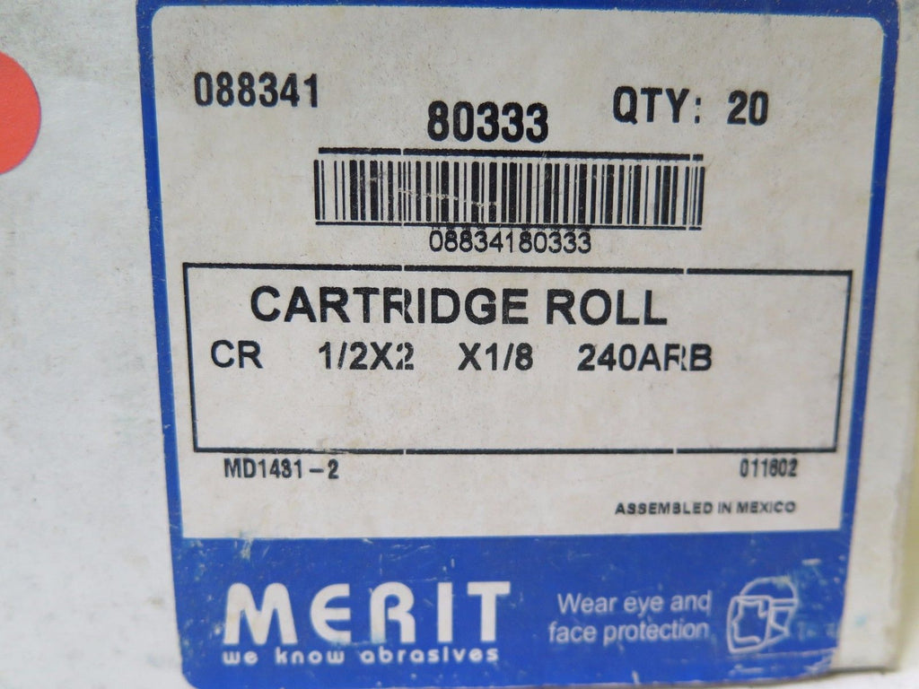 20 Pcs MERIT Cartridge Rolls 1/2 x 2 x 1/8 Grit 240 PN: 80333 Brand New