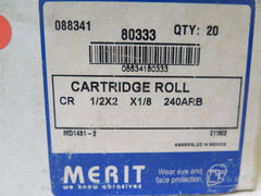 20 Pcs MERIT Cartridge Rolls 1/2 x 2 x 1/8 Grit 240 PN: 80333 Brand New