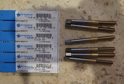 Lot of 6 Pcs New England Tap 1/4-20 NC H7 THD Form B Ticlad HSS 435991 New