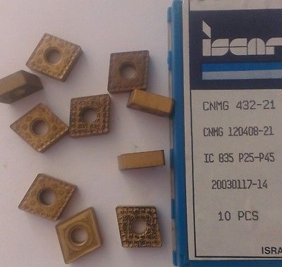 ISCAR CNMG 432-21 IC 835 120408 Carbide Inserts 10 Pcs Lathe Turning Tools Gold
