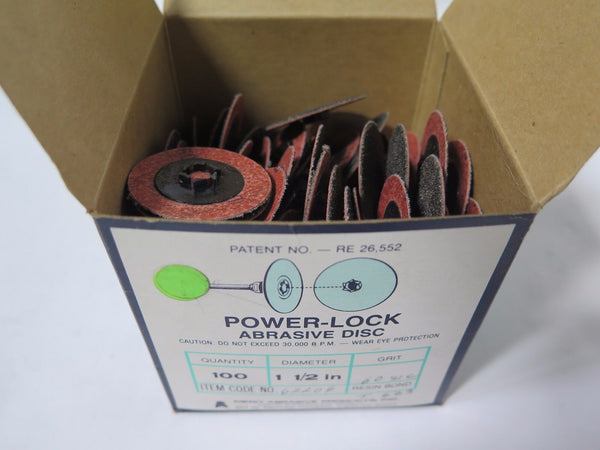 100 Pcs MERIT Power-Lock Abrasive Disc 62206 PLD 1-1/2" DIA Grit 60 Brand New
