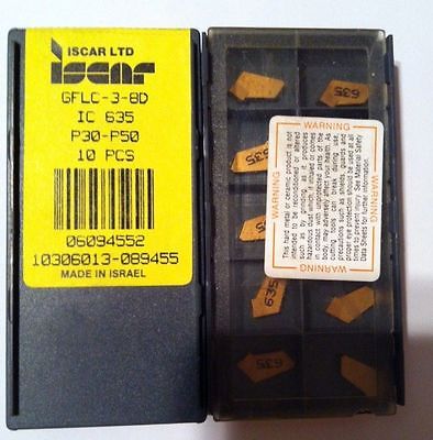 ISCAR GFLC 3 8D IC 635 Carbide Inserts Grooving 10 Pcs Lathe Self Grip Cut-Off