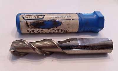 Weldon 5/8 DIA 1-5/8 LOC 2 FLUTES 5/8 SHANK CARBIDE LOT 118402 END MILL BALL END