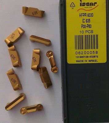 ISCAR HFPR 6030 IC 635 Carbide Inserts 10 Pcs Lathe Grooving Cut-Off Gold New