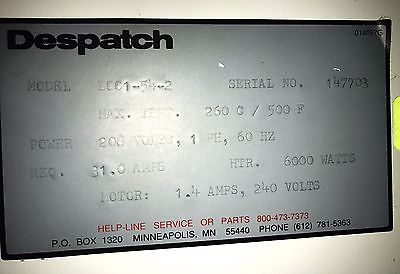 Despatch Model LCC1-54-2 Clean Room Oven 260C / 500F Chamber 18 x 19 x 26