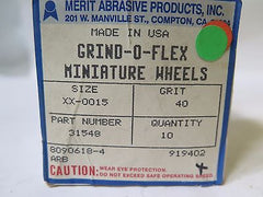 Merit Abrasive 31548 Grind-O-Flex 10 Wheels 40 Grit xx-0015 Size Brand New