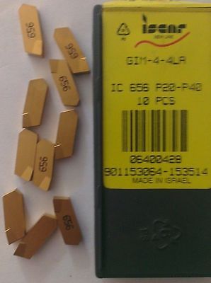 ISCAR GIM 4 4LA IC656 Carbide Inserts Grooving 10Pc Self Grip Cut Off Lathe Gold