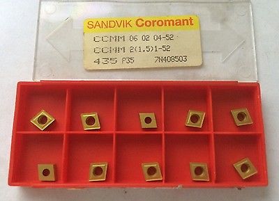 10 Pcs SANDVIK Coromant CCMM 06 02 04-52 2(1.5) 435 P35 Lathe Carbide Inserts