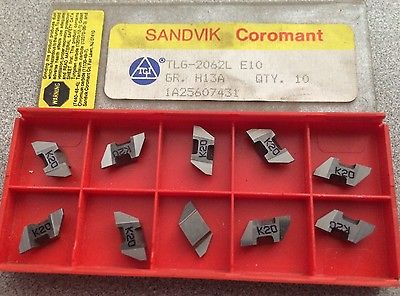SANDVIK Coromant TLG 2062L E10 H13A Lathe Grooving Carbide Inserts 10 Pcs New