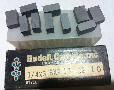 10 Pcs Brand New Carbide Blank Inserts 1/4 x 3/8 x 9/16 C2 Made In USA By Rudell