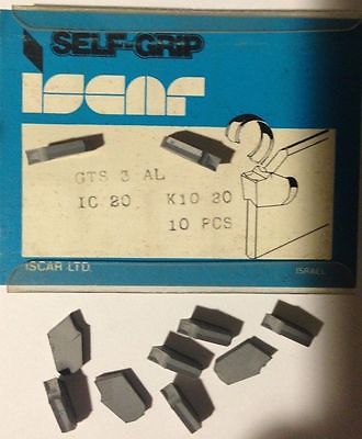 ISCAR GTS 3 AL IC 20 Carbide Inserts Grooving 10 Pcs Self Grip Cut-Off Lathe New
