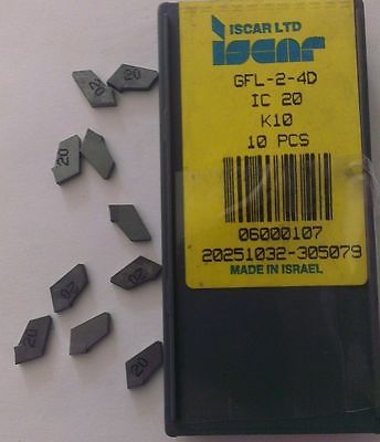 ISCAR GFL 2 4D IC 20 K 10 Carbide Inserts Grooving 10Pcs Lathe Cut-Off Tools New
