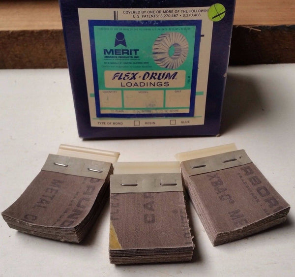 Lot of 3 MERIT FLEX DRUM Loadings 120 Grit Plain Segment Abrasive 2" NEW