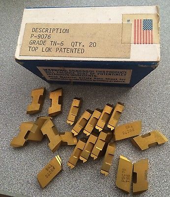 TGI USA Made P-9076 TN-6 TOP LOK Lathe Grooving Carbide Inserts 20 Pcs Gold New