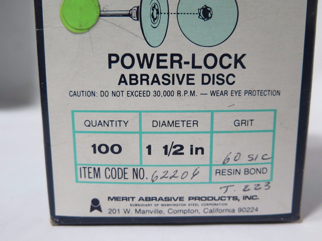 100 Pcs MERIT Power-Lock Abrasive Disc 62206 PLD 1-1/2