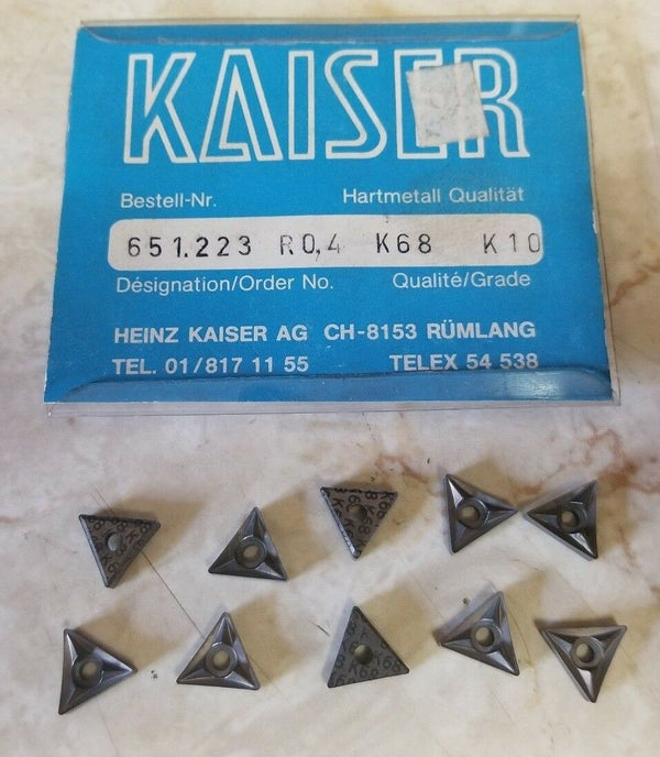 Kaiser 651.223 R0.4 K68 K10 Lathe Carbide 10 Inserts Mill New Tools