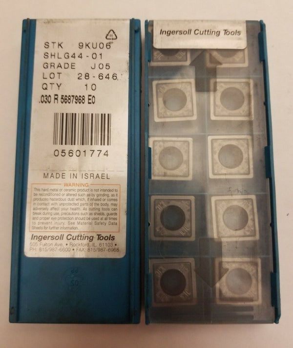 10 Pcs Ingersoll Cutting Tools STK 9KU06 SHLG44-01 J05 Mill Carbide Inserts