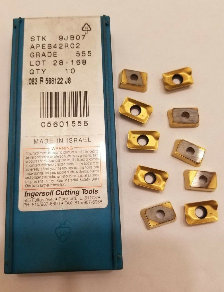10 Pcs Ingersoll Cutting Tools STK 9JB07 APEB42R02 555 28-168 Carbide Inserts