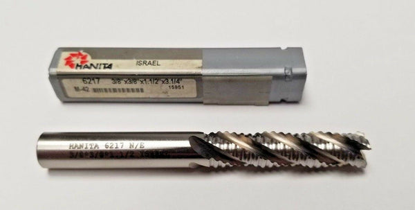 Hanita HSS Rougher End Mill 4 Flutes 3/8 x 3/8 x 1-1/2 x 3-1/4 Tools 6217 New