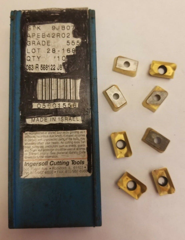 8 Pcs Ingersoll Cutting Tools STK 9JB07 APEB42R02 555 Mill Carbide Inserts