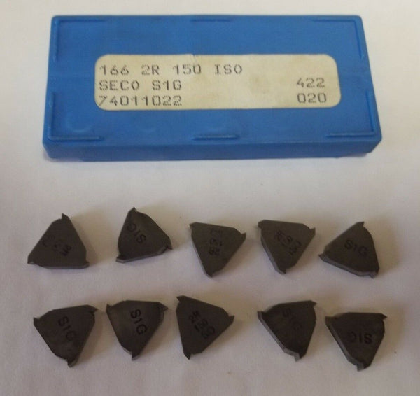 Seco 166 2R 150 ISO S1G 422 020 Threading Lathe Carbide Inserts 10 Pcs Tools New