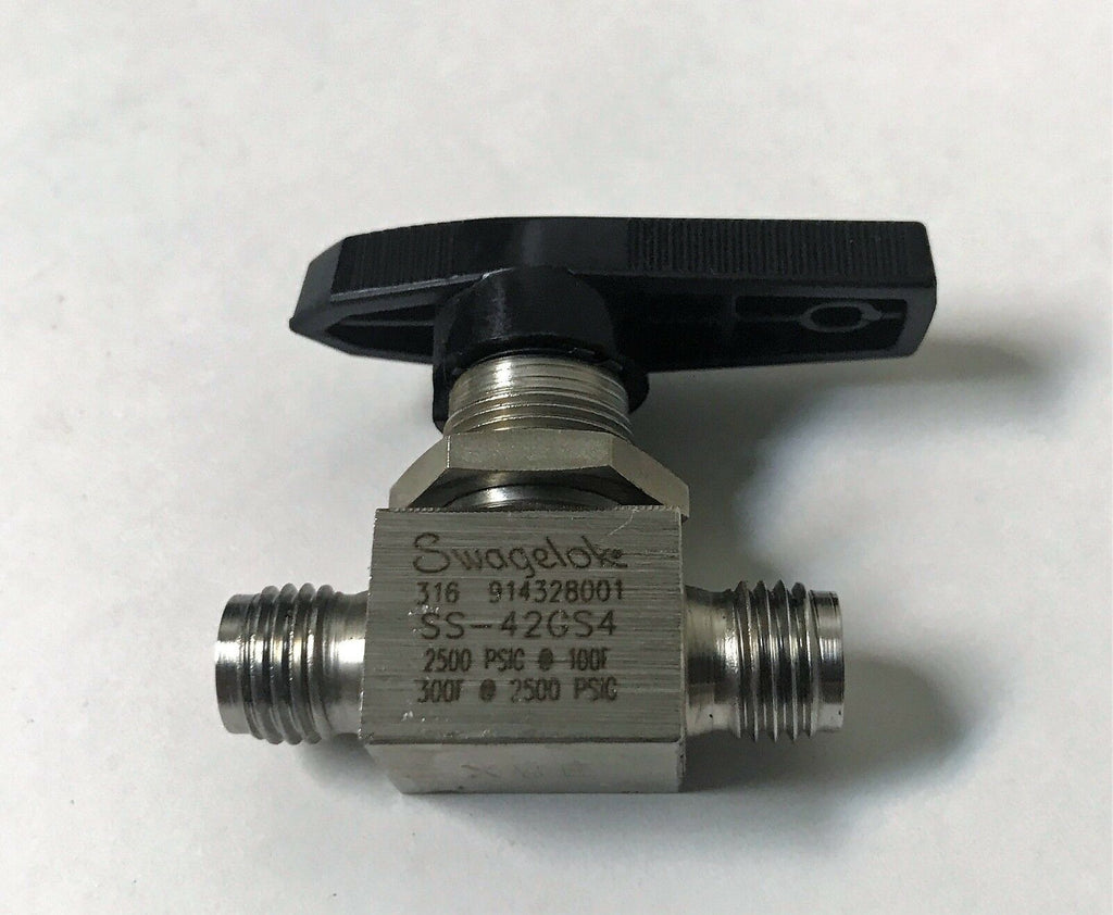 Swagelok 316 Stainless Ball Valve SS-42GS4, 1/4", 2500 PSIG