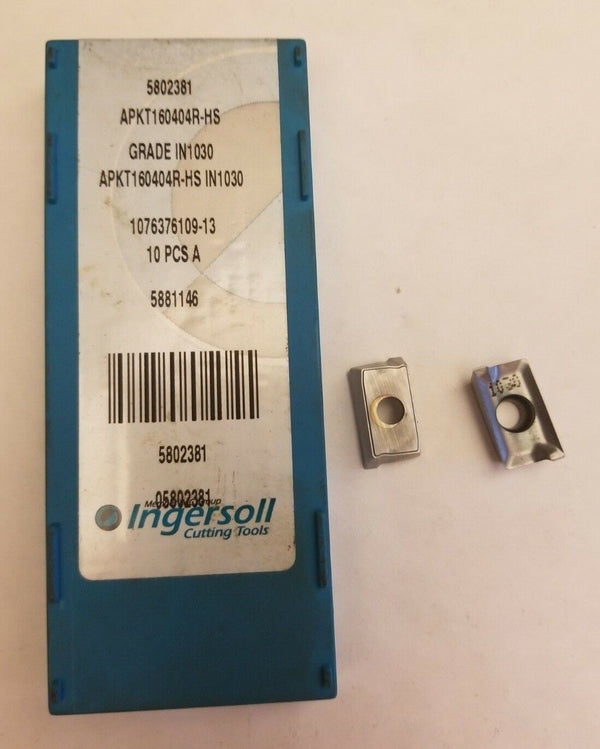 2 Pcs Ingersoll Cutting Tools APKT160404R-HS IN1030 5802381 Mill Carbide Inserts