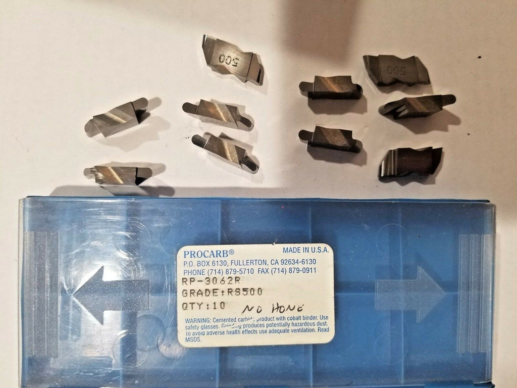 PROCARB 10 Grooving Carbide Inserts RP-3062R Grade RS500 Brand New Made in USA