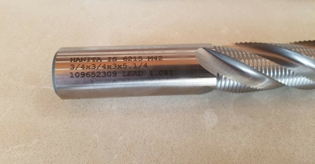 Hanita HSS End Mill 621519007 M-42 3/4 x 3/4 x 3 x 5.1/4 Tool 4 FL Lead 4.081