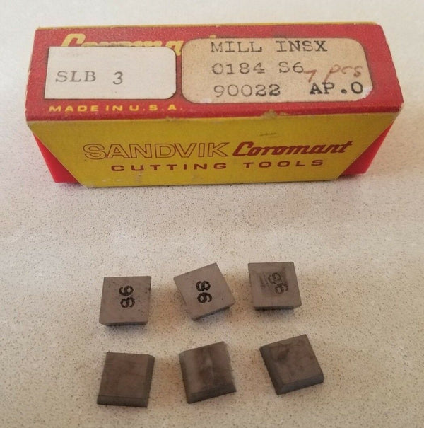 SANDVIK Coromant MILL INSX 0184 S6 90022 AP.0 Lathe Mill Carbide Inserts 6 Pcs