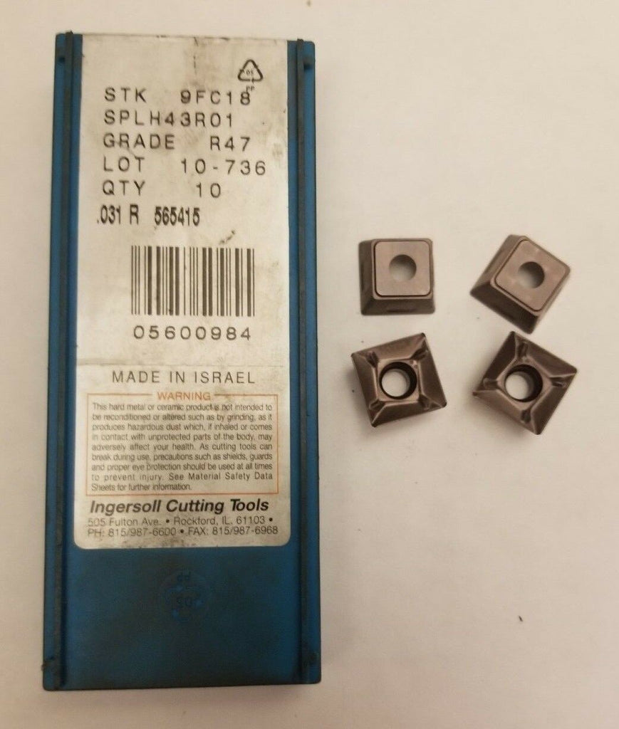 4 Pcs Ingersoll Cutting Tools STK 9FC18 SPLH43R01 R47 10-736 Carbide Inserts