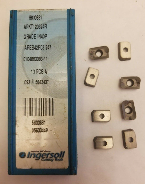 8 Pcs Ingersoll Cutting Tools APKT120324R IN40P 5800681 Mill Carbide Inserts