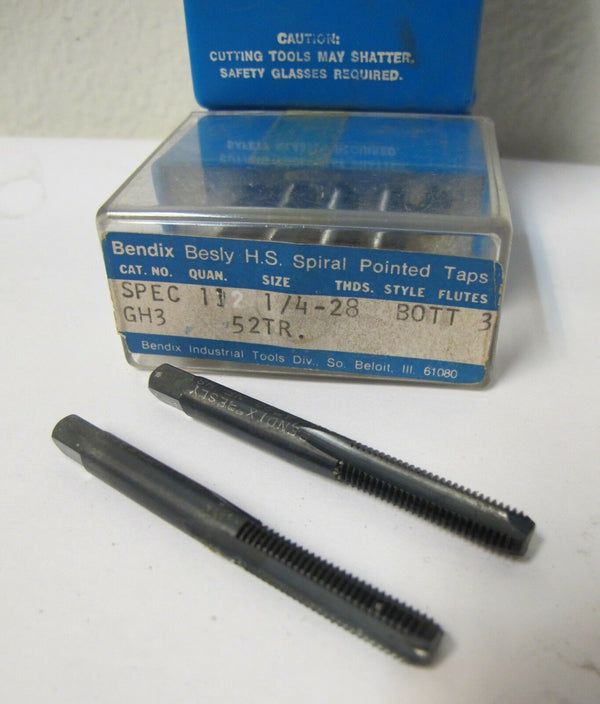 Lot of 2 Besly Tap 1/4-28 GH3 3 Flute BOTTOM 52TR Brand New Made in USA