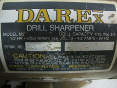 Darex Model M2 Drill Sharpener 1/2 HP 115 Volt Drill Capacity 1/16 thru 3/4