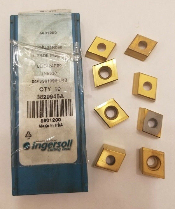 8 Pcs Ingersoll Cutting Tools 5801200 CDE424R080 IN5530 Lathe Carbide Inserts