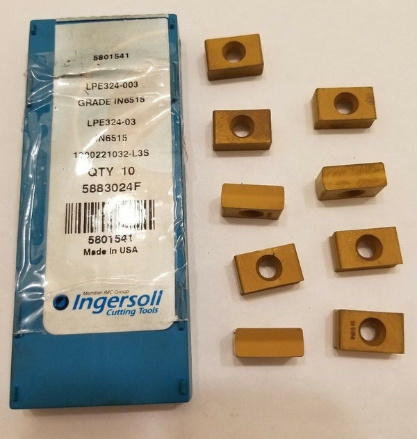 9 Pcs Ingersoll Cutting Tools 5801541 LPE324-003 IN6515 Lathe Carbide Inserts