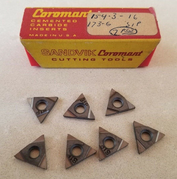 SANDVIK Coromant 154.3 - 16 173-6 S1P  Lathe Mill Carbide Inserts 7 Pcs