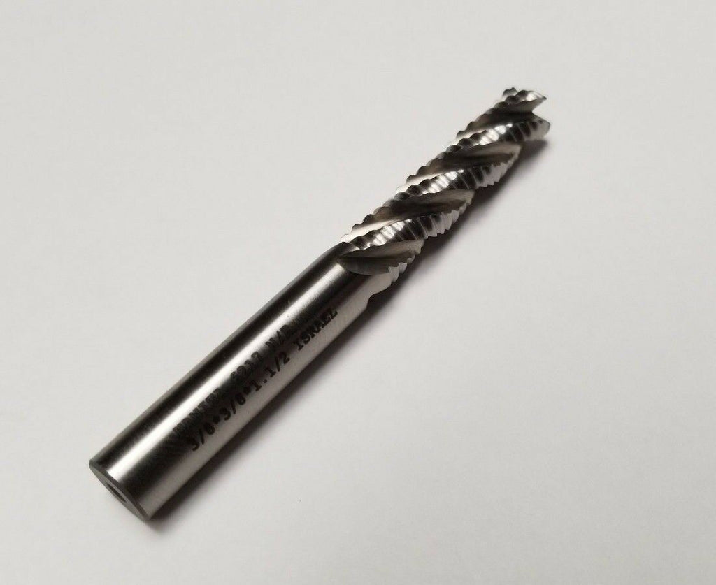 Hanita HSS Rougher End Mill 4 Flutes 3/8 x 3/8 x 1-1/2 x 3-1/4 Tools 6217 New
