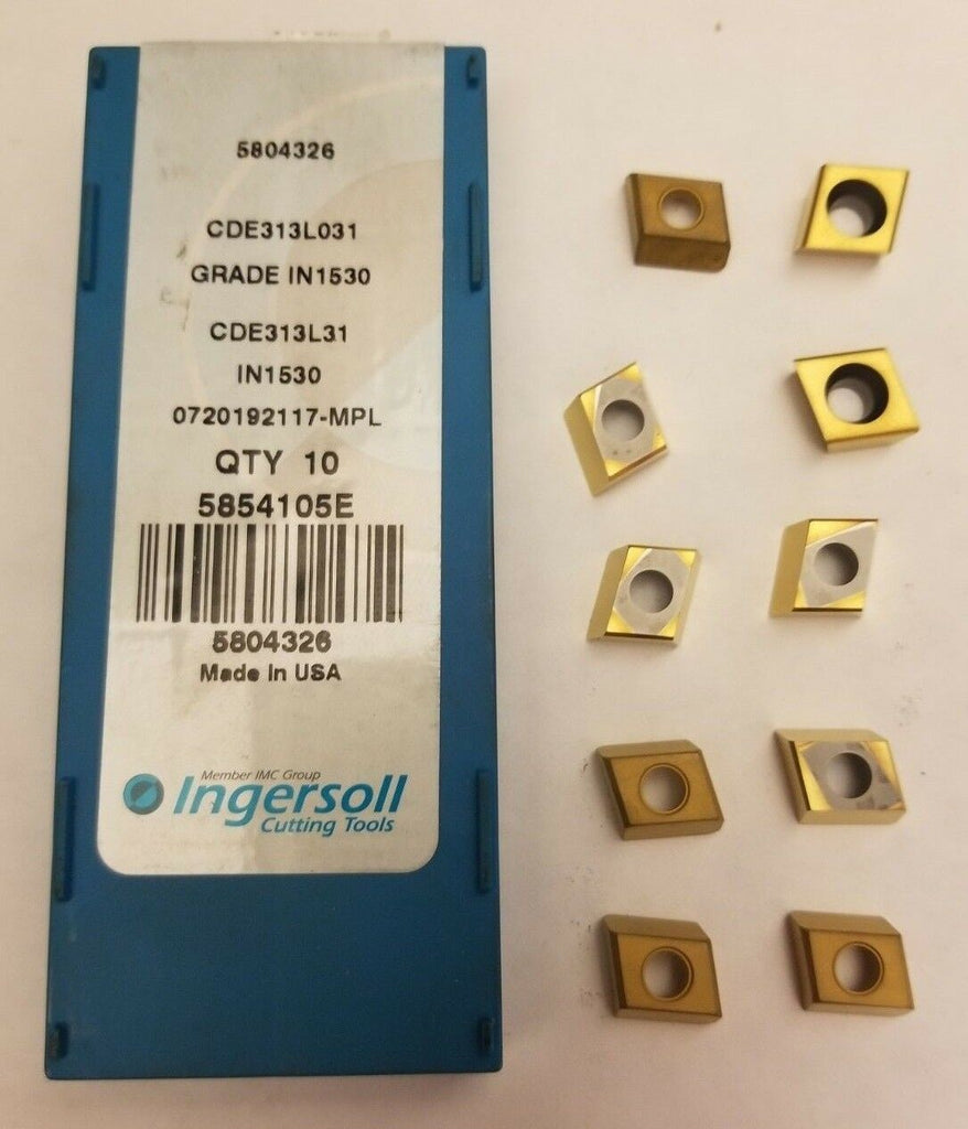 10 Pcs Ingersoll Cutting Tools CDE313L031 IN1530 5804326 Lathe Carbide Inserts