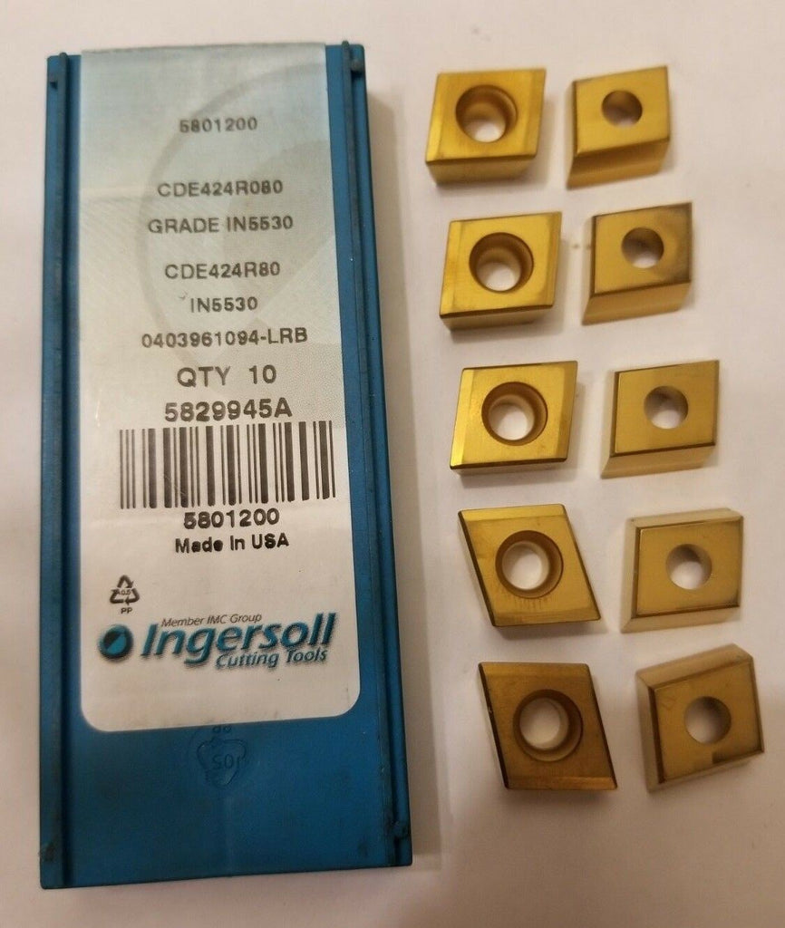 10 Pcs Ingersoll Cutting Tools 5801200 CDE424R080 IN5530 Lathe Carbide Inserts