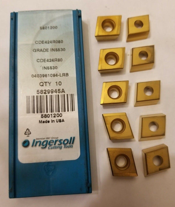 10 Pcs Ingersoll Cutting Tools 5801200 CDE424R080 IN5530 Lathe Carbide Inserts