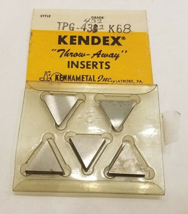 KENNAMETAL KENDEX TPG 432 K68 Lathe Carbide Indexable Inserts 5 Pcs