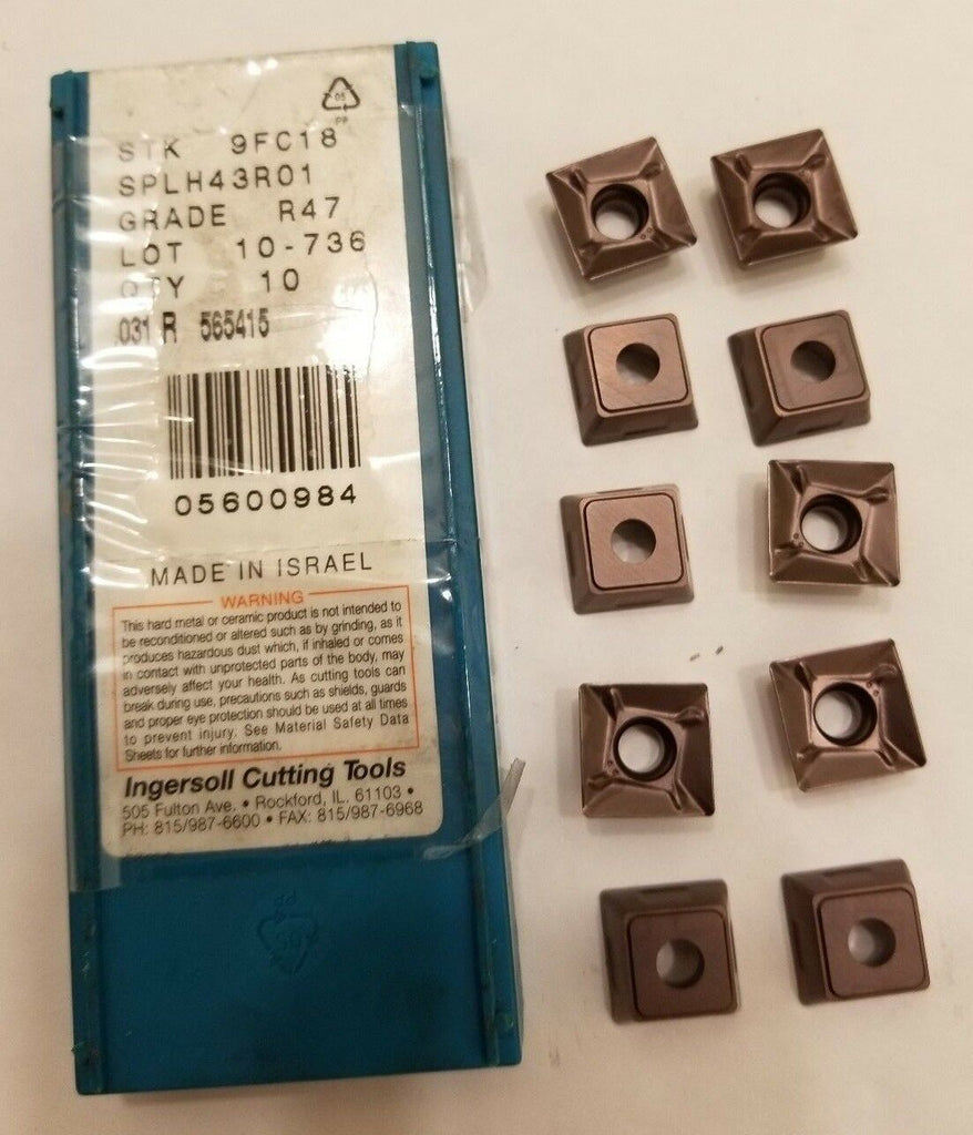 10 Pcs Ingersoll Cutting Tools STK 9FC18 SPLH43R01 R47 10-736 Carbide Inserts
