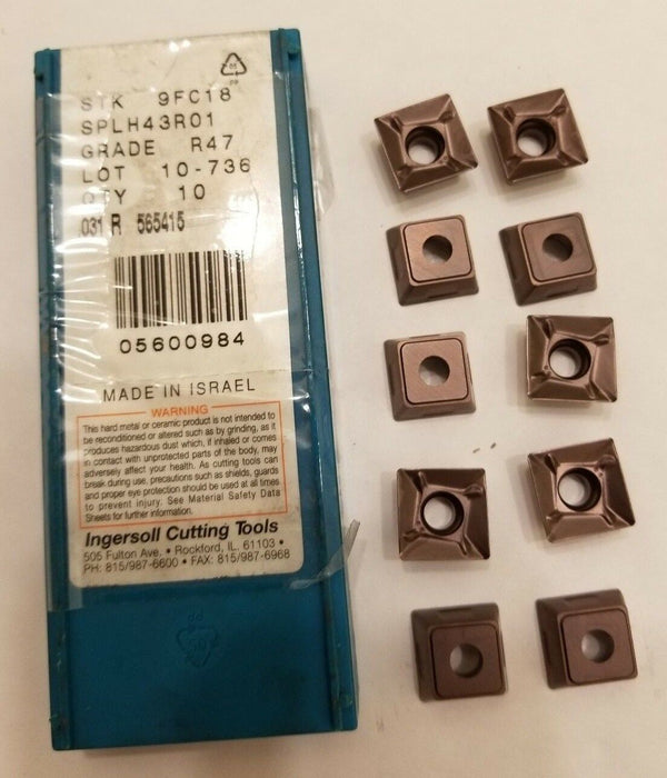 10 Pcs Ingersoll Cutting Tools STK 9FC18 SPLH43R01 R47 10-736 Carbide Inserts
